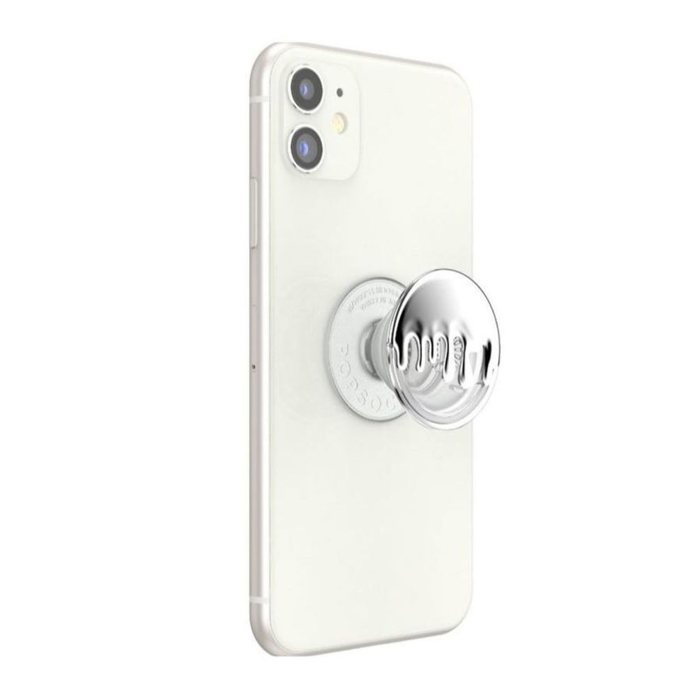 PopSockets Phone Grip with Expanding Kickstand - Chrome Drip Silver - Picture 5 of 6